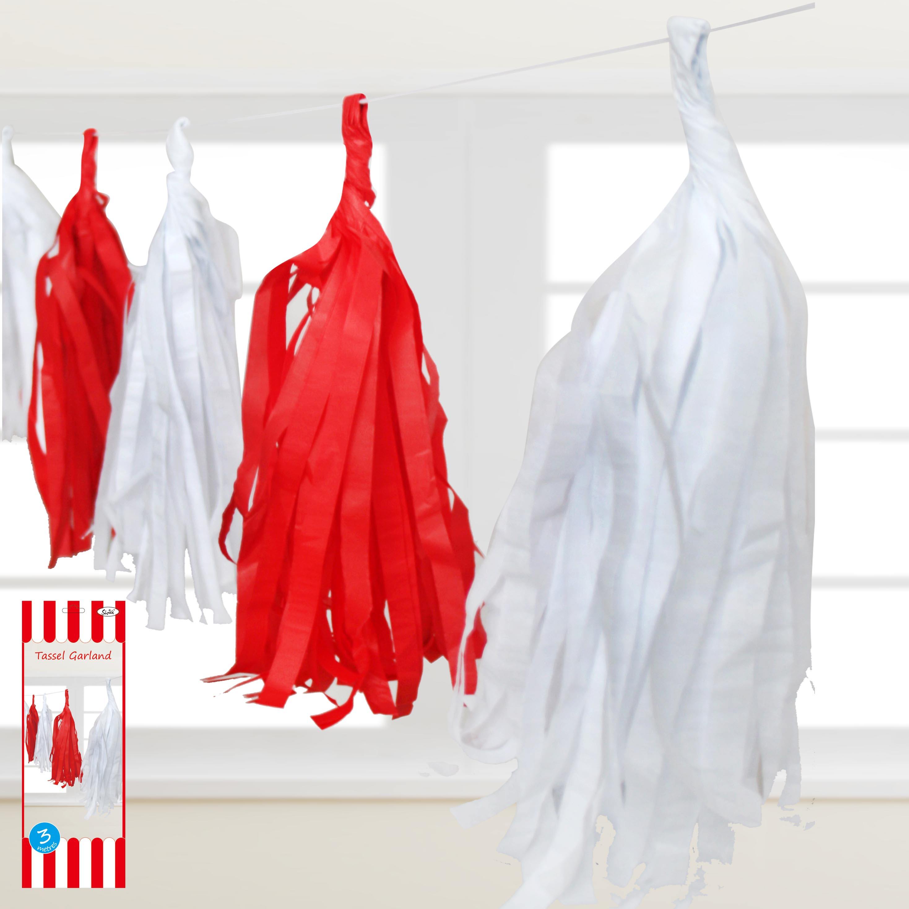 Red Tissue Paper Garland - 3m - The Base Warehouse