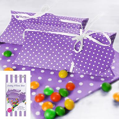 10 Pack Lavender Dotty Pillow Box - 17cm x 8cm x 2.5cm - The Base Warehouse