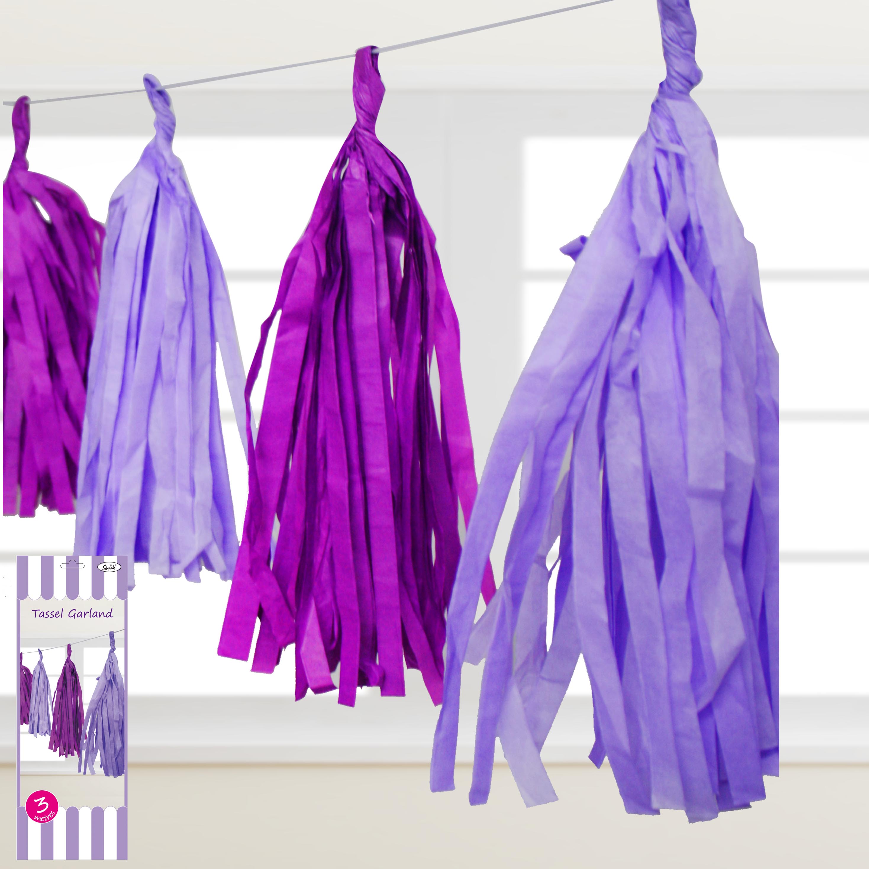 Purple Tissue Paper Garland - 3m