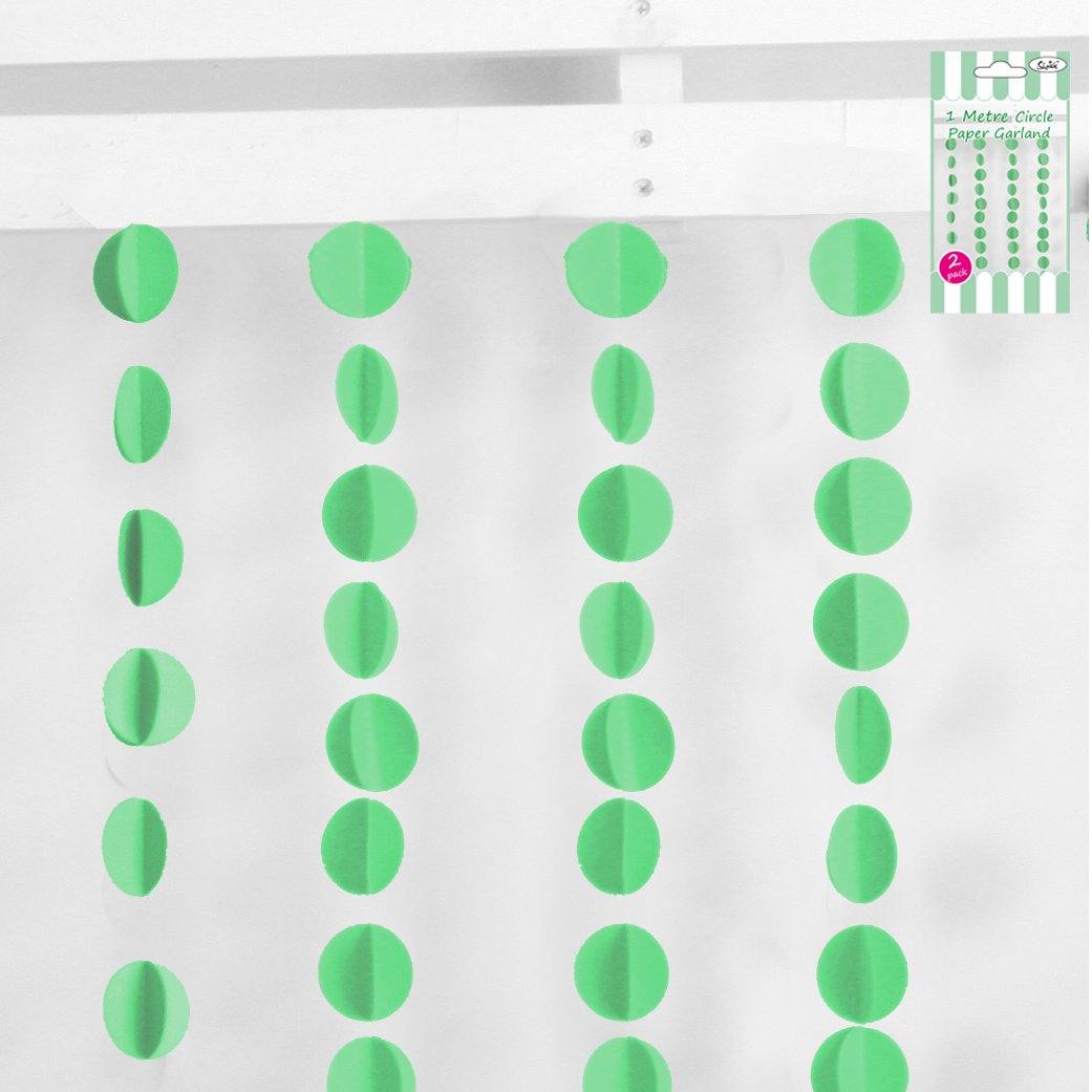 2 Pack Green Circle Paper Garland - 1m