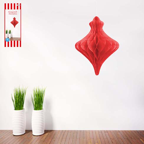 Red Honeycomb Paper Bauble Decoration - 30cm