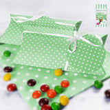 Load image into Gallery viewer, 10 Pack Green Dotty Pillow Box - 17cm x 8cm x 2.5cm - The Base Warehouse
