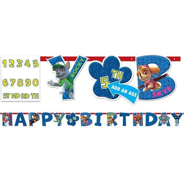 Paw Patrol Jumbo Add An Age Letter Banner - 3.2m x 25cm - The Base Warehouse