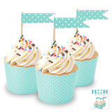 Load image into Gallery viewer, 24 Pack Teal Blue Cupcake Topper - The Base Warehouse
