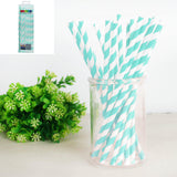 Load image into Gallery viewer, 20 Pack Teal Blue Stripe Paper Straws - The Base Warehouse
