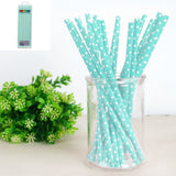 Load image into Gallery viewer, 20 Pack Teal Blue Dots Paper Straws - The Base Warehouse
