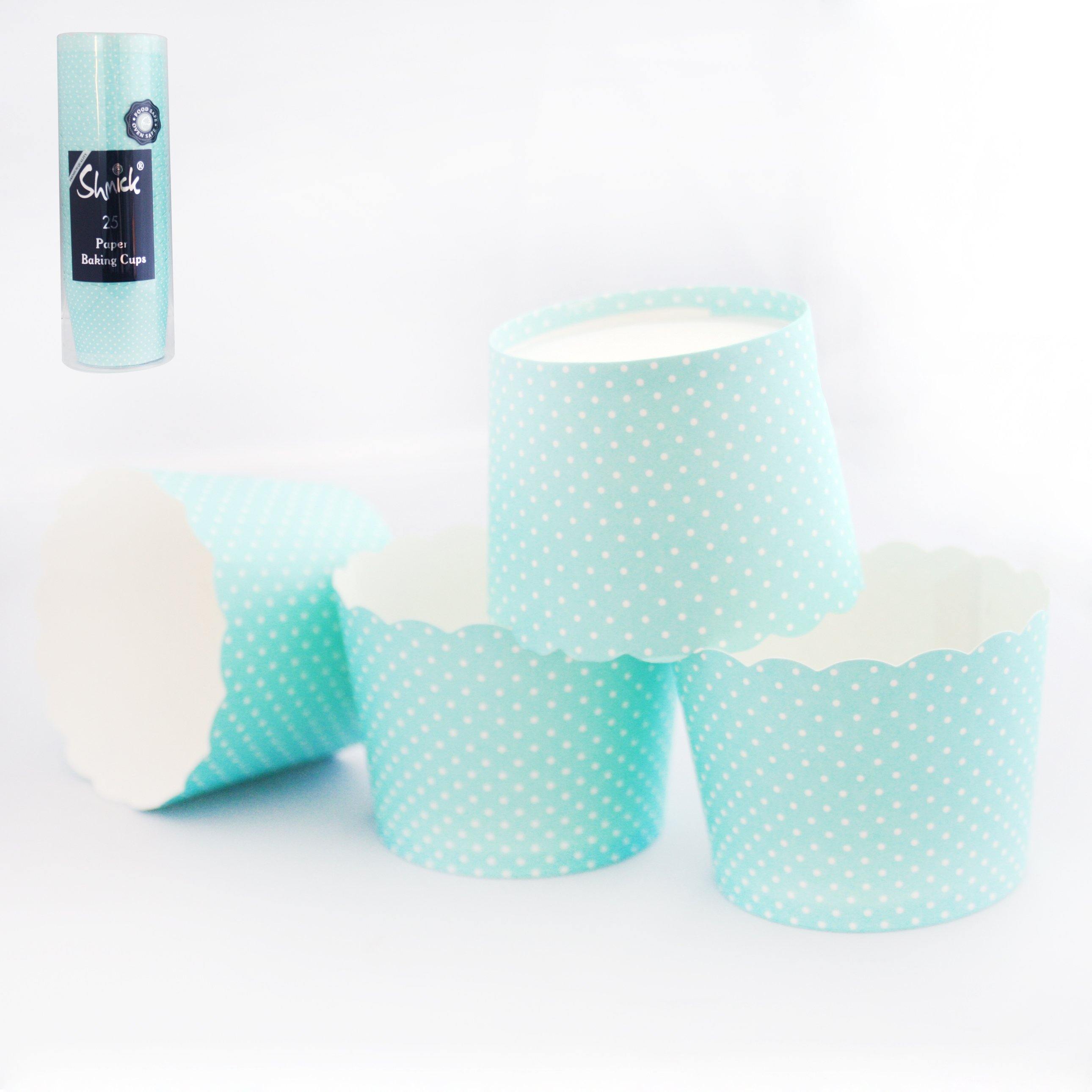 25 Pack Teal Blue Mini Dotty Baking Cup
