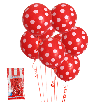 6 Pack Red Dotty Balloons - The Base Warehouse