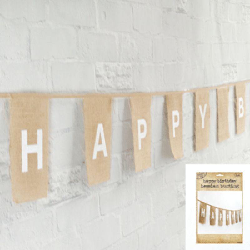 Happy Birthday Bunting in Hessian