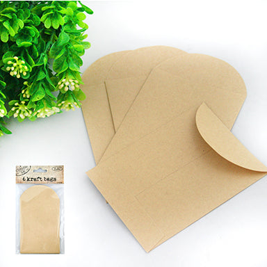 6 Pack Brown Kraft Bag - 12.5cm x 7cm