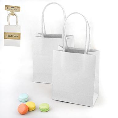 4 Pack White Kraft Bag - 11.1cm x 6.2cm x 13.7cm - The Base Warehouse