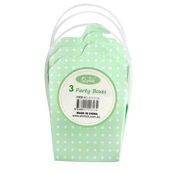 3 Pack Pastel Green Dot Party Box - The Base Warehouse