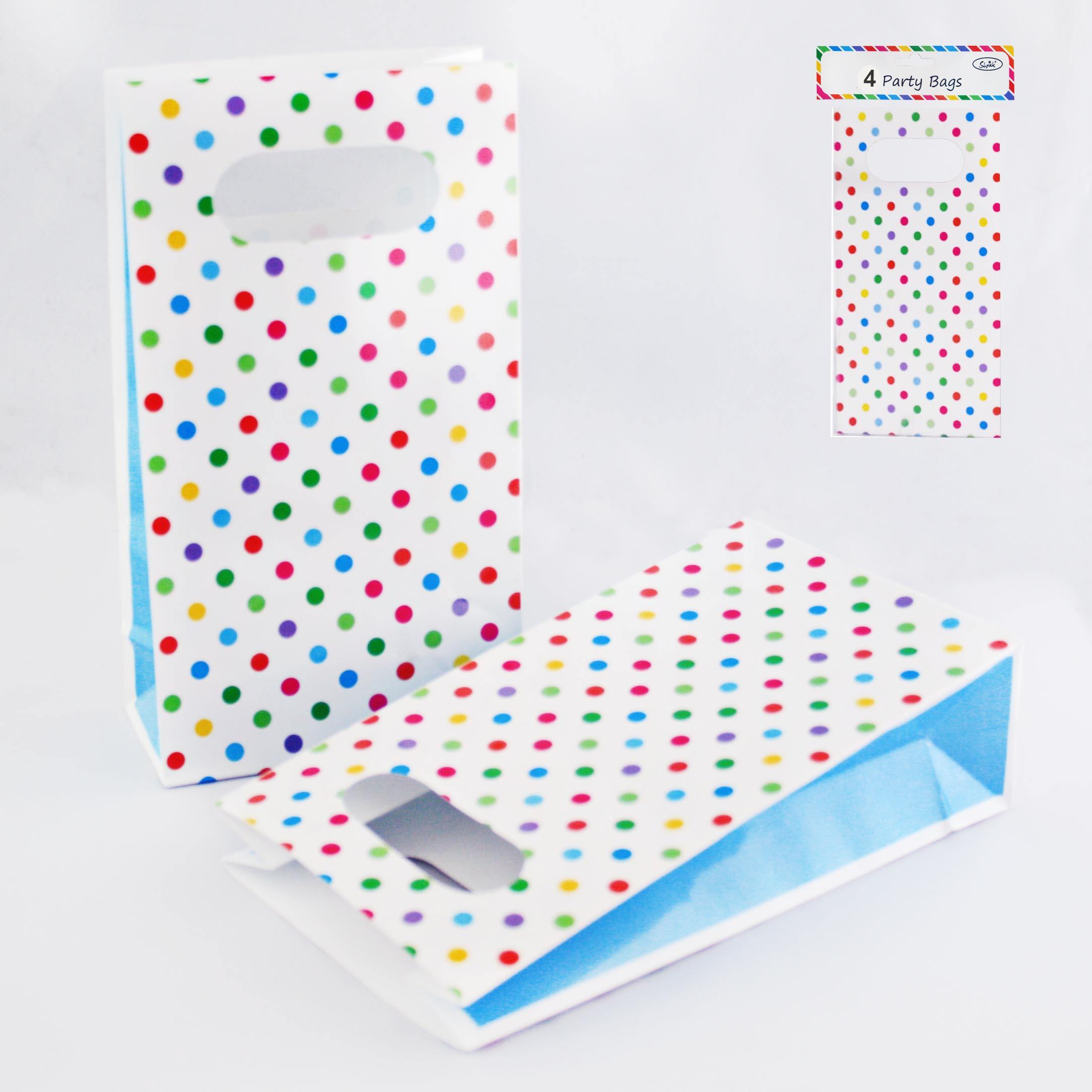 4 Pack Multi Dotty Party Bags - The Base Warehouse