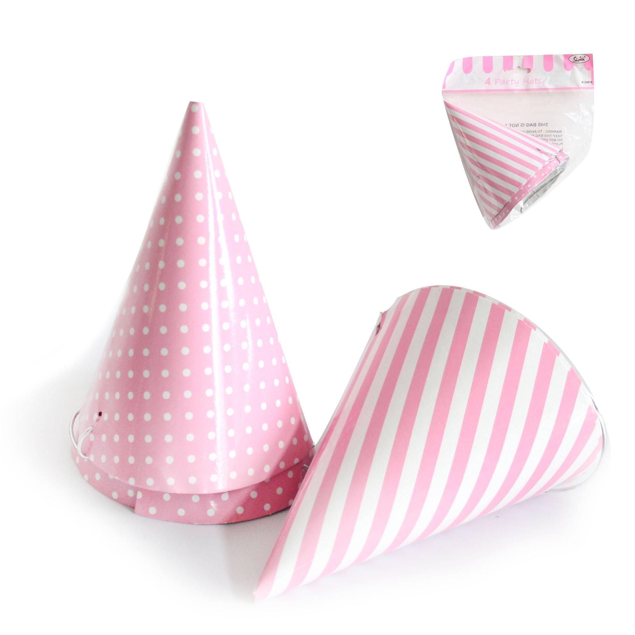 4 Pack Pink Party Hats