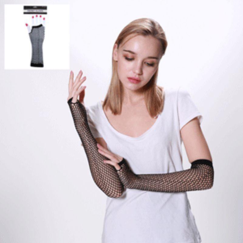 Adult Black Fishnet Gloves