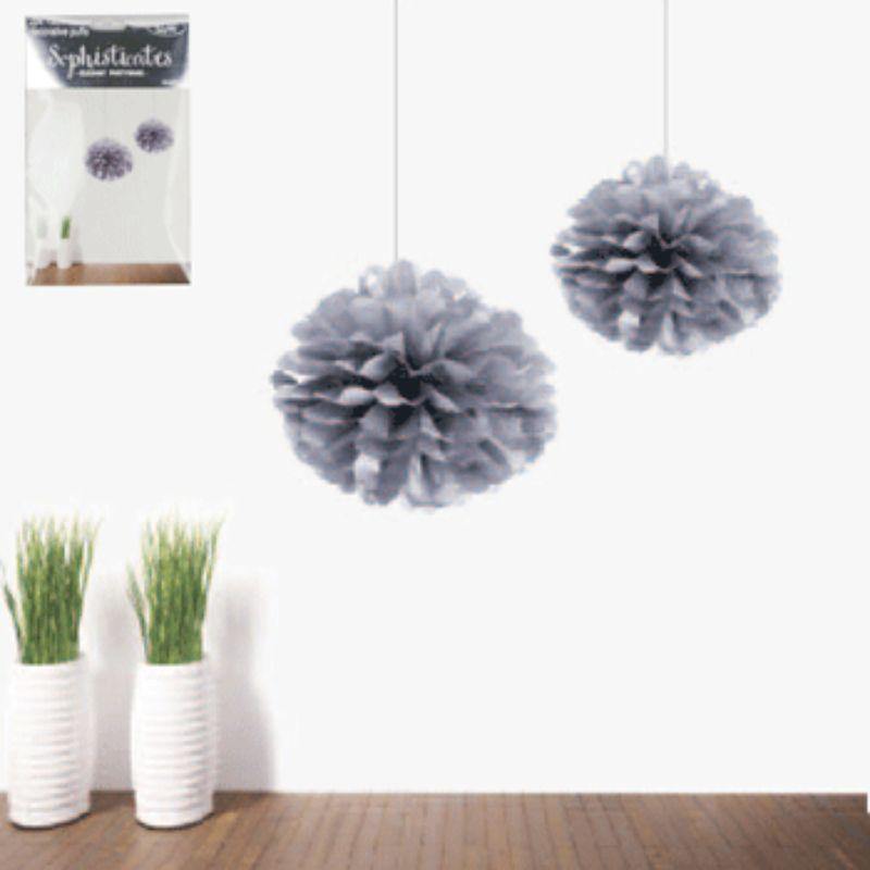 2 Pack Metallic Silver Puff - 15cm - The Base Warehouse