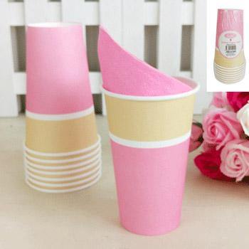8 Pack Pink Sorbet Paper Cup - 500ml - The Base Warehouse