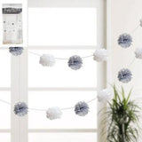 Load image into Gallery viewer, 8 Piece Metallic Silver &amp; White Puff Garland - 3m
