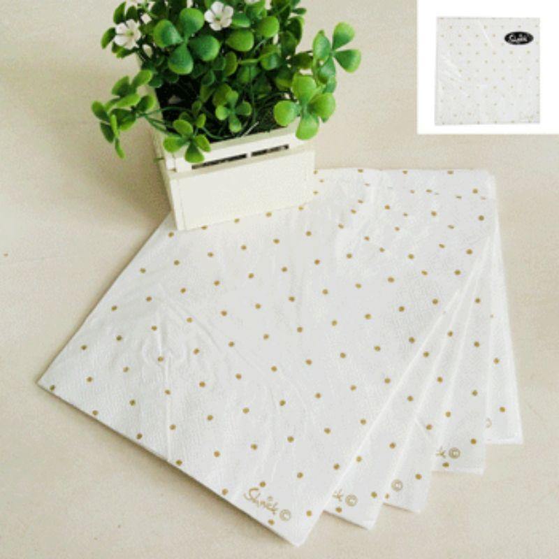 20 Pack Metallic Mini Gold Dotty Napkins - 33cm x 33cm - The Base Warehouse