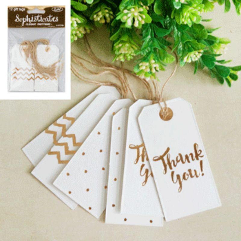 12 Pack Metallic Gold Gift Tags - The Base Warehouse