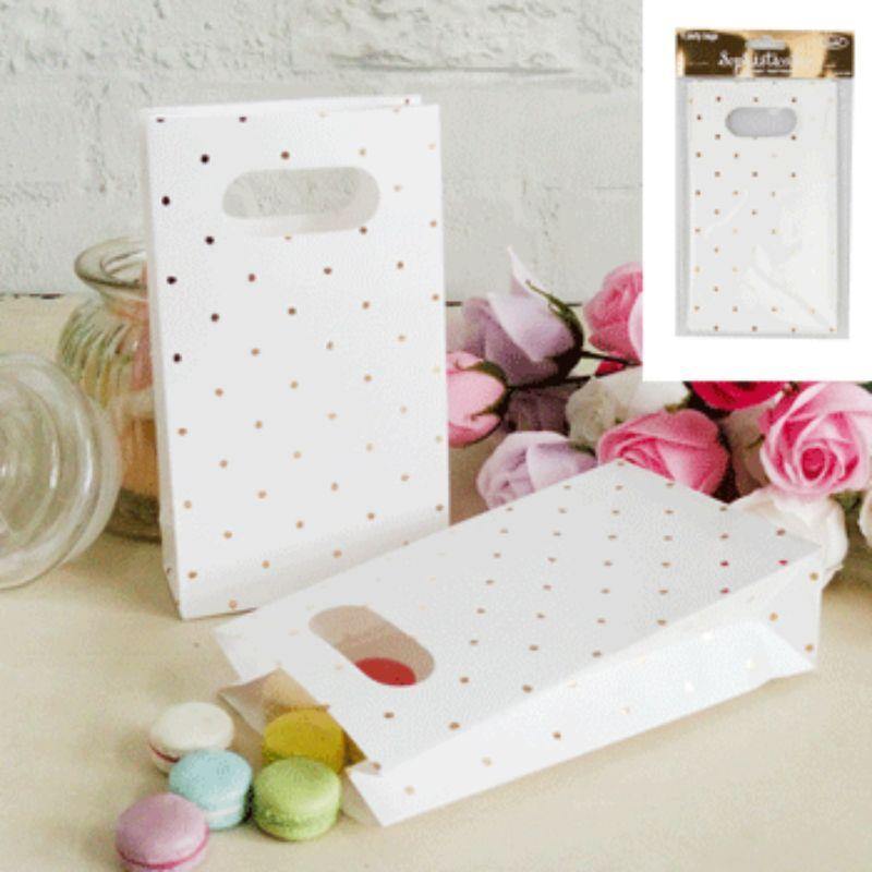 6 Pack Metallic Mini Gold Dotty Party Bags - The Base Warehouse