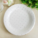 Load image into Gallery viewer, 12 Pack Metallic Mini Silver Dotty Paper Plates - 23cm - The Base Warehouse
