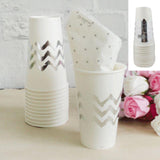 Load image into Gallery viewer, 12 Pack Metallic Silver Chevron Paper Cups - 500ml - The Base Warehouse
