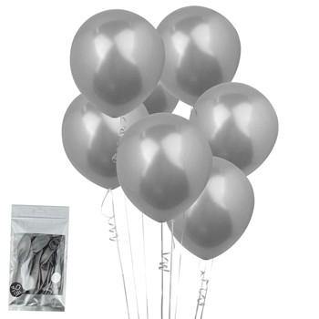 6 Pack Metallic Silver Balloons - 30cm