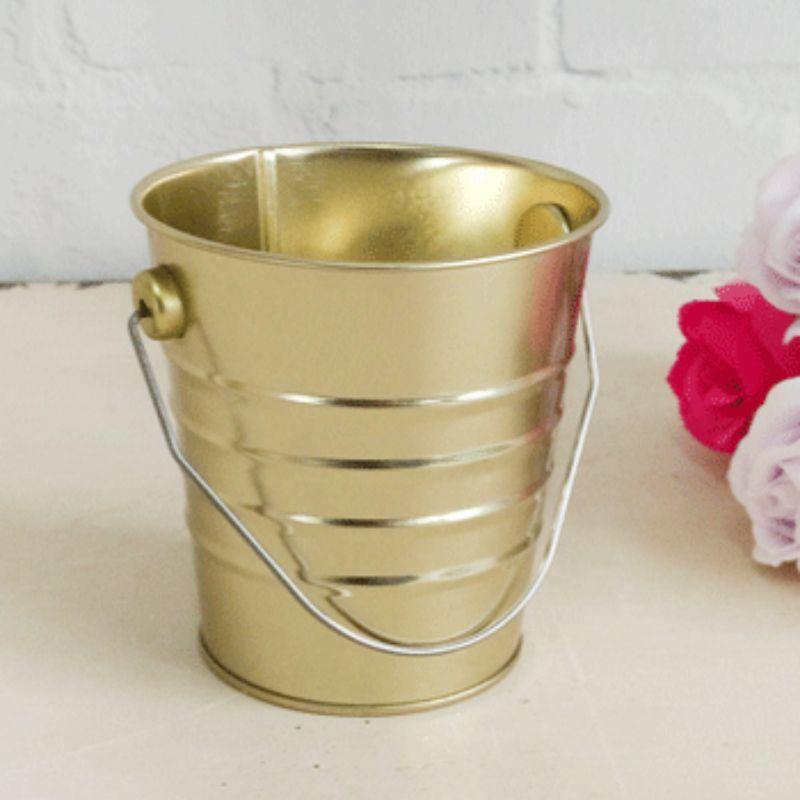 Metallic Gold Mini Tin Bucket - The Base Warehouse