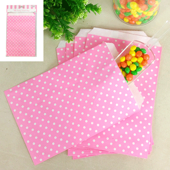 12 Pack Pink Dotty Treat Bag - 15cm x 23cm