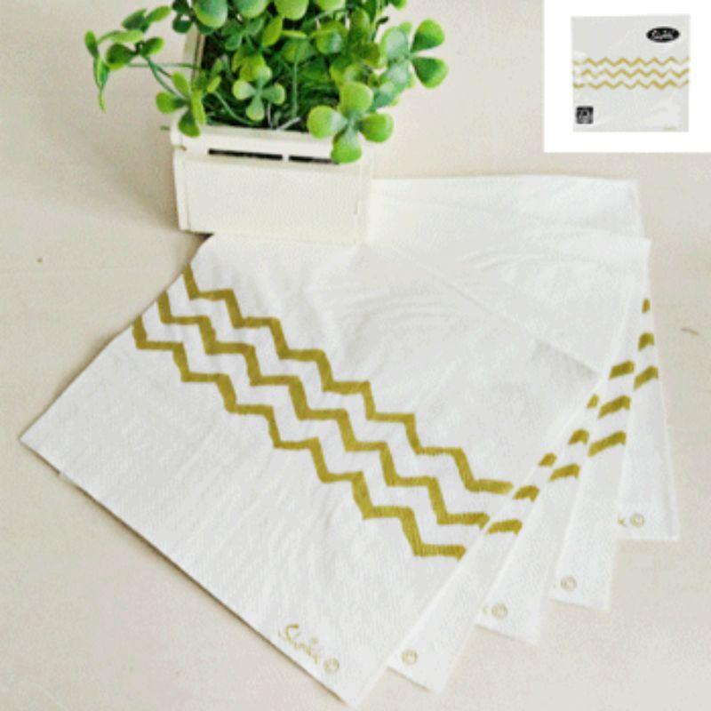 20 Pack Gold Chevron Napkins - 25cm