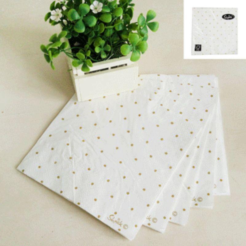 20 Pack Metallic Mini Gold Dotty Napkins - 25cm x 25cm - The Base Warehouse