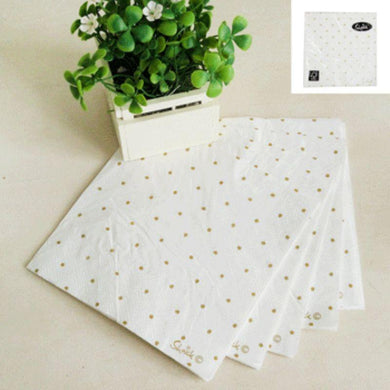 20 Pack Metallic Mini Gold Dotty Napkins - 25cm x 25cm - The Base Warehouse