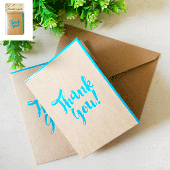 8 Pack Foiled Blue Thank You Invitation Cards - The Base Warehouse