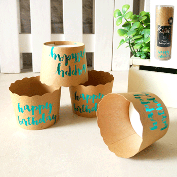25 Pack Happy Birthday Foiled Blue Baking Cups - The Base Warehouse