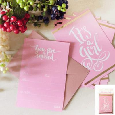 8 Pack Its a Girl Baby Shower Invitation Cards - The Base Warehouse