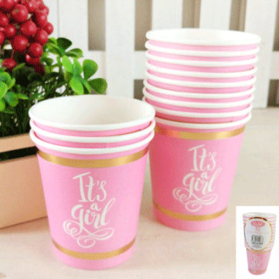 12 Pack Its a Girl Paper Cups - 200ml