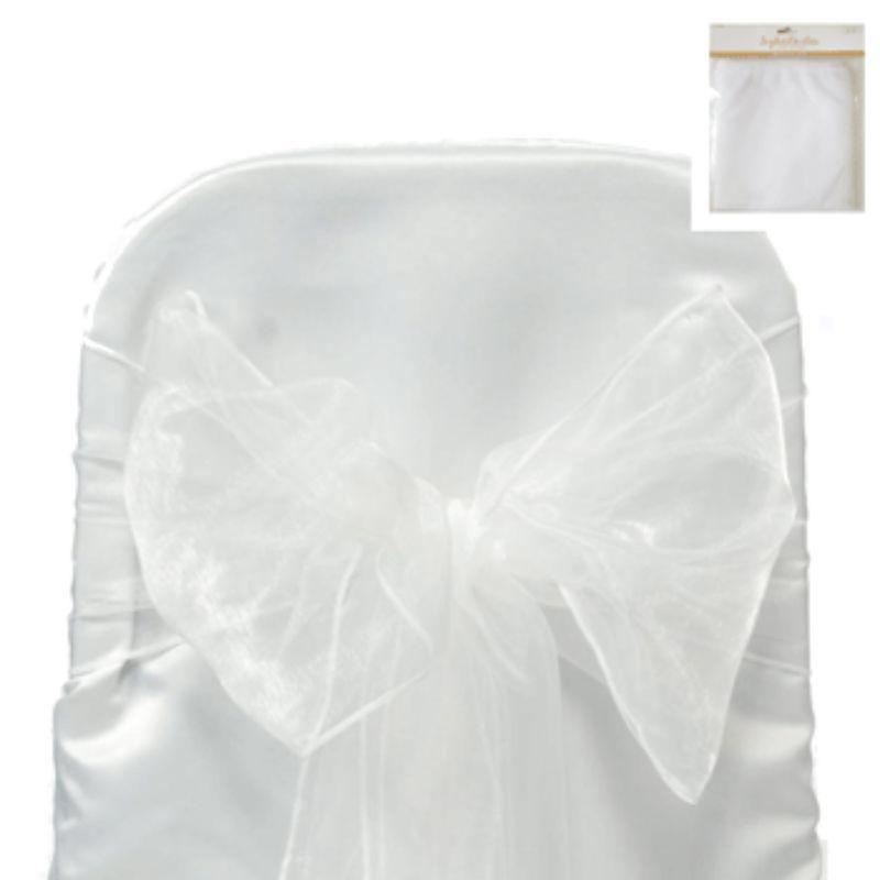 White Organza Chair Sashes - The Base Warehouse
