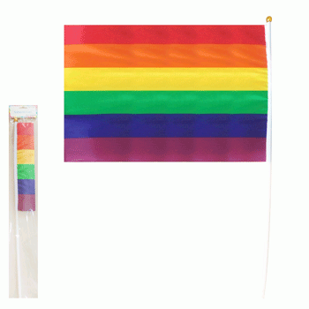 Rainbow Flag on Pole - 45cm - The Base Warehouse