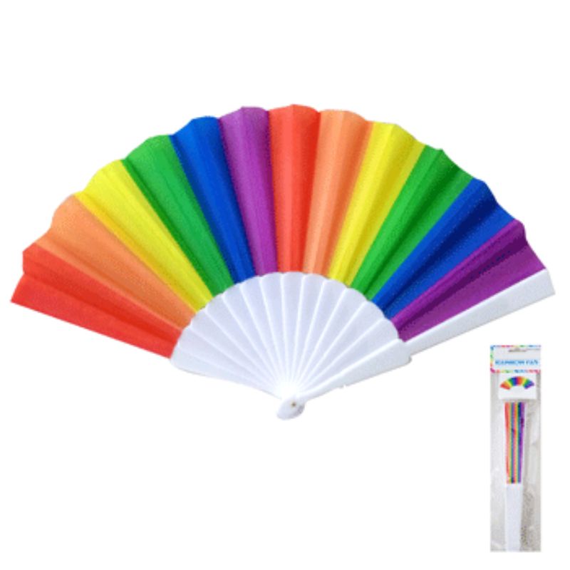 Rainbow Plastic Folding Fan