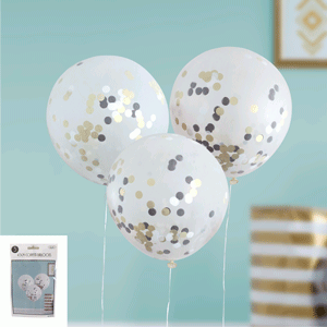 3 Pack Tri Color Confetti Balloons - 43cm - The Base Warehouse