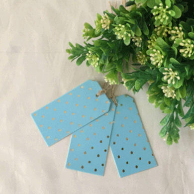 12 Pack Blue Gift Tags with Gold Dots - The Base Warehouse