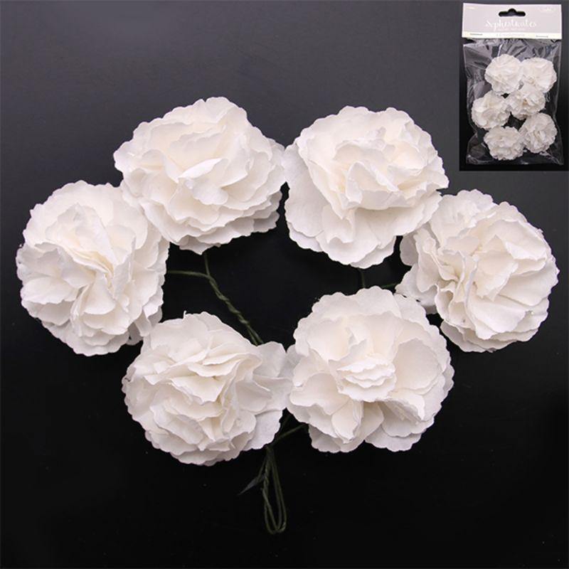 6 Pack Large White Paper Flowers