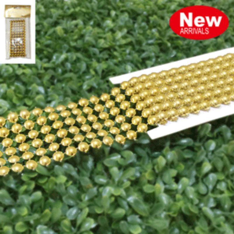 Metallic Gold Beaded Ribbon - 1m | The Base Warehouse