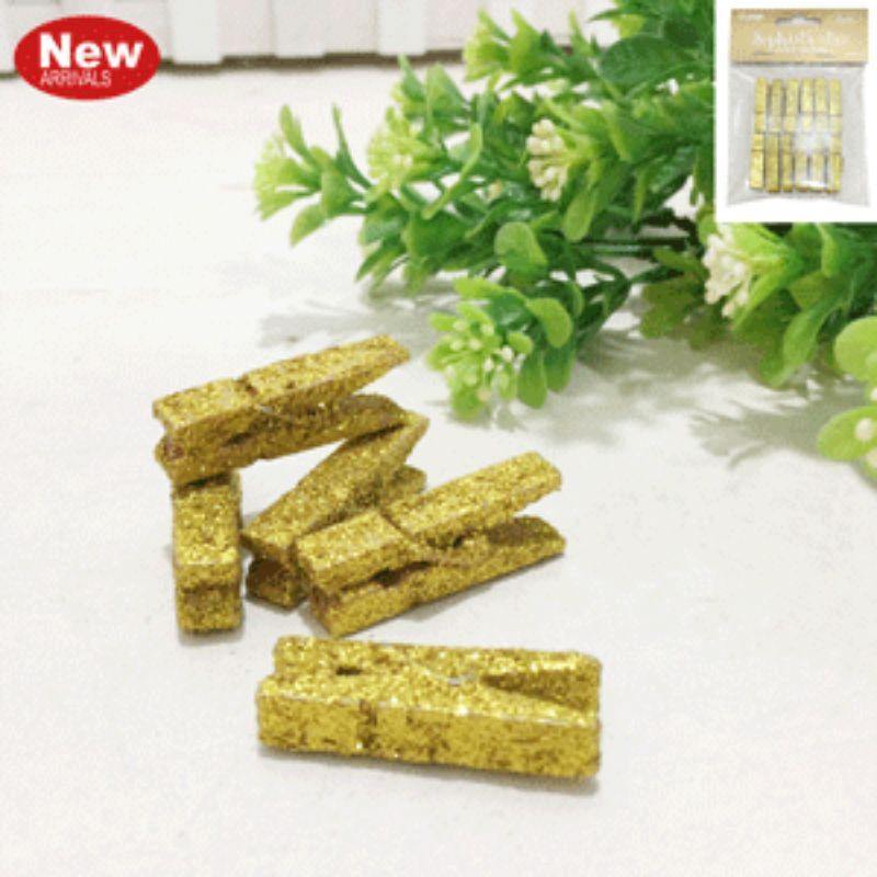 12 Pack Glitter Gold Pegs - The Base Warehouse