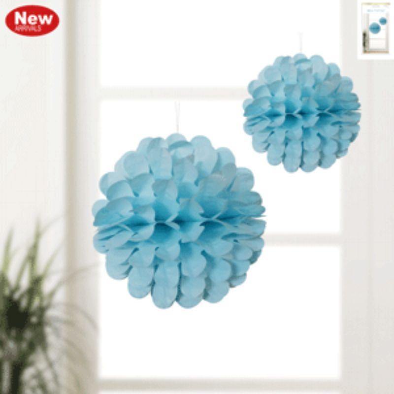 2 Pack Blue Puff Ball - 20cm - The Base Warehouse