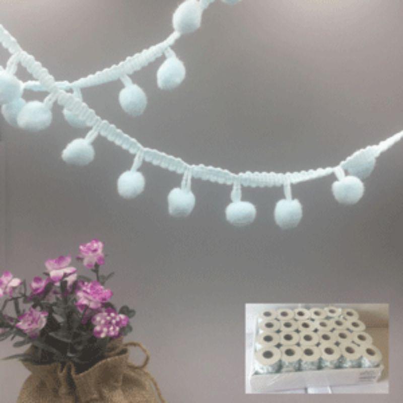 Blue Pom Pom Trims - 3m - The Base Warehouse