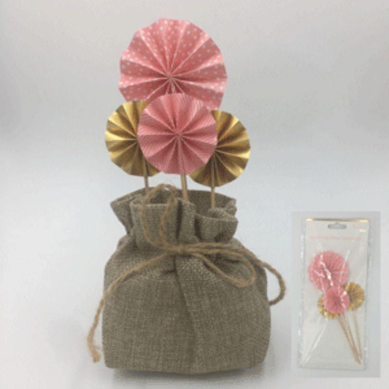 4 Pack Pink Mini Fan Wheel Decorations - The Base Warehouse