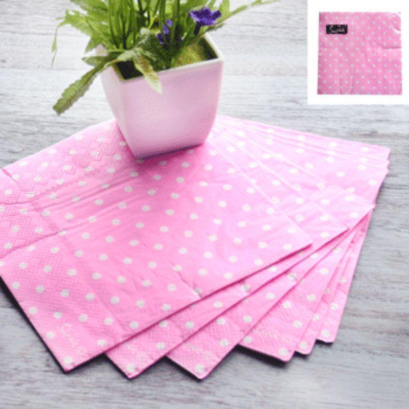 20 Pack Pink Dotty Napkins - 33cm x 33cm - The Base Warehouse