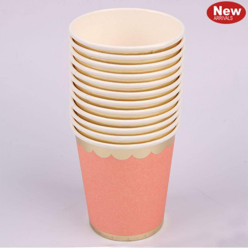 12 Pack Luxe Coral Paper Cups - 200ml - The Base Warehouse